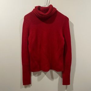The limited red 50% wool soft turtle neck sweater size small perfect for holiday